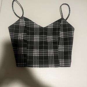 Black and white plaid tank top